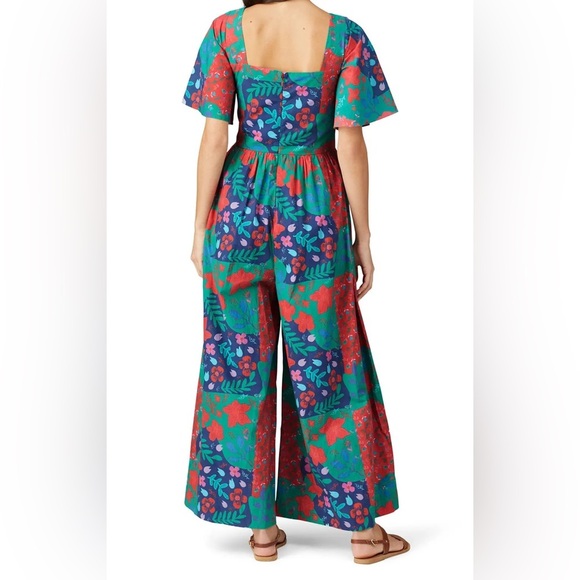 Carolina K Juvia Jumpsuit In Red Green Floral Tropical Large - Picture 4 of 13